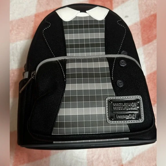 Loungefly Black & Gray Beetlejuice Suit Mini Backpack NWT Lydia Beetlejuice Beetlejuice Lydia Deetz Cosplay Mini Backpack  main image 4